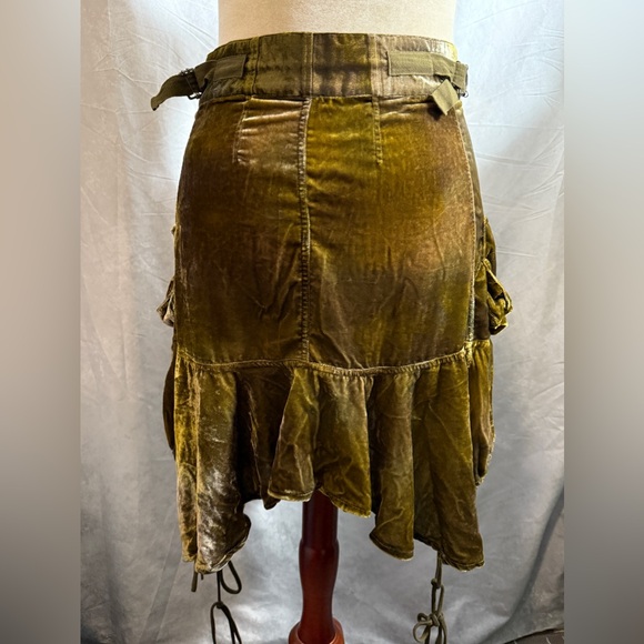 Free People Paxton Parachute Velvet Utility Skirt Zip Drawstring Olive Green - Picture 5 of 6